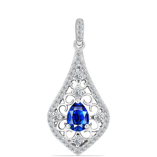 Pendente de Prata com Safira Azul Australiana e Topázio Branco