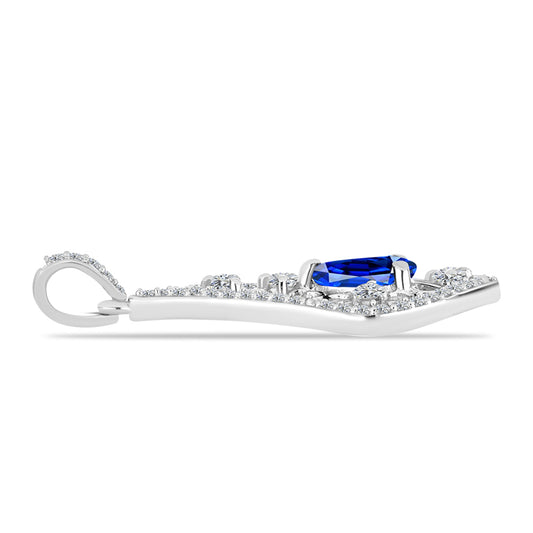 Pendente de Prata com Safira Azul Australiana e Topázio Branco