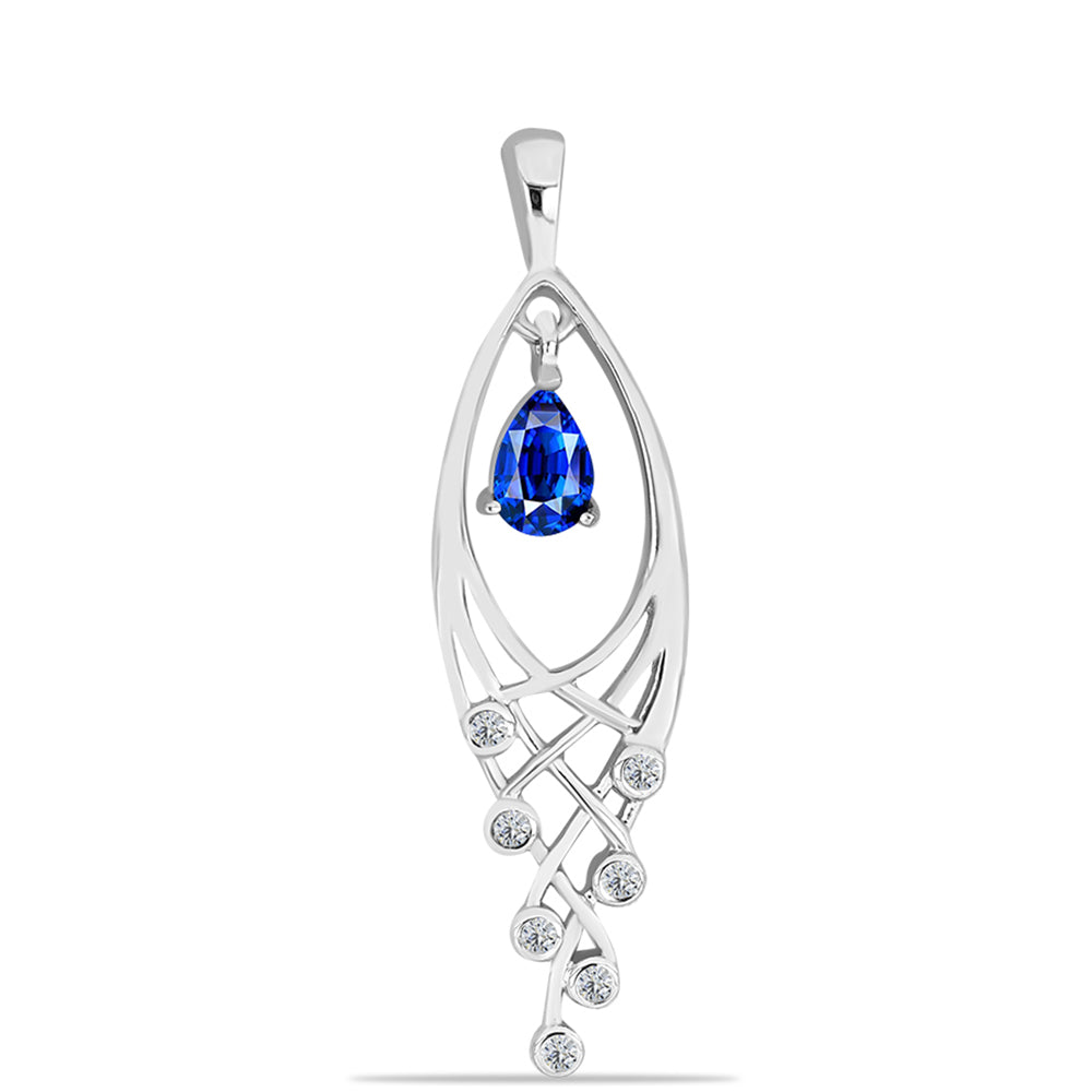 Pendente de Prata com Safira Azul Australiana e Topázio Branco 1 