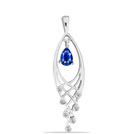 Pendente de Prata com Safira Azul Australiana e Topázio Branco