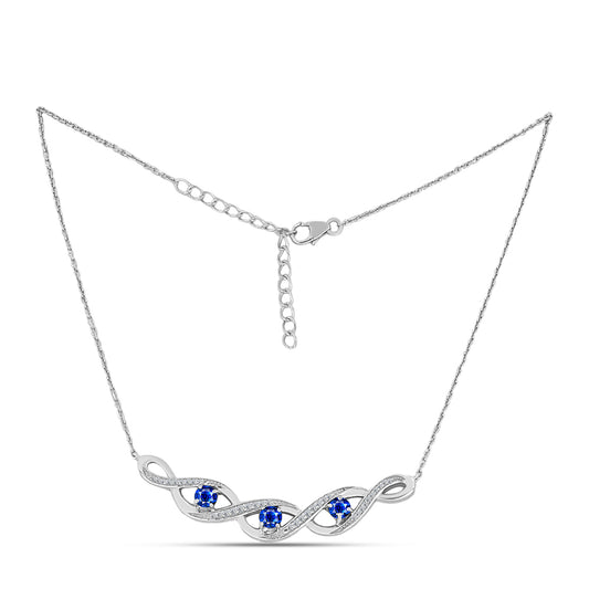 Colar de Prata com Safira Azul Australiana e Topázio Branco  Contraste: Cabeca de Veado (800)