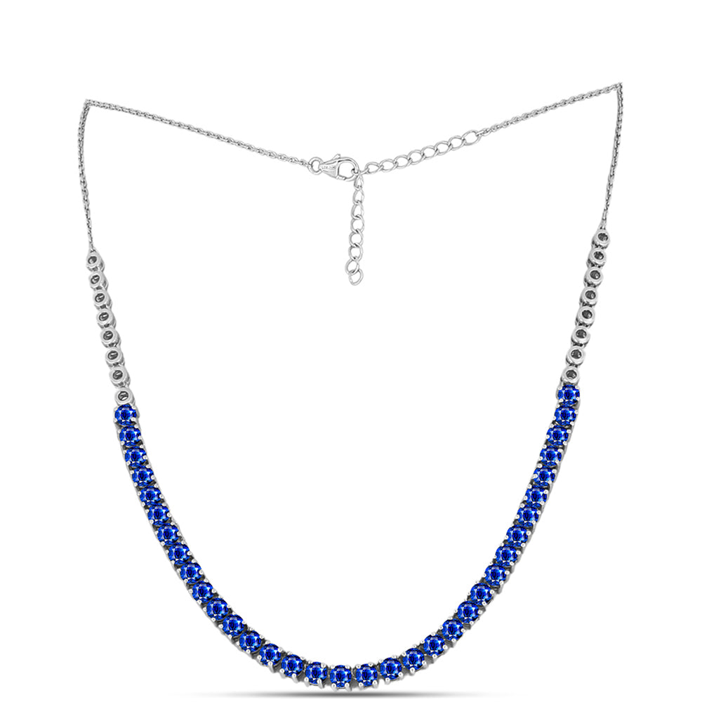 Colar de Prata com Safira Azul Australiana  Contraste: Cabeca de Veado (800)