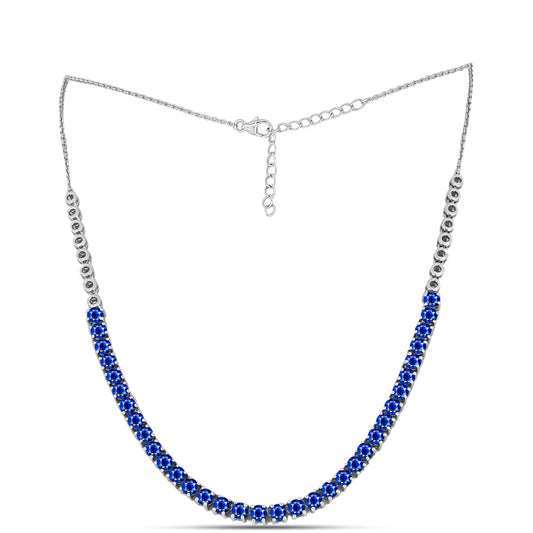 Colar de Prata com Safira Azul Australiana  Contraste: Cabeca de Veado (800)