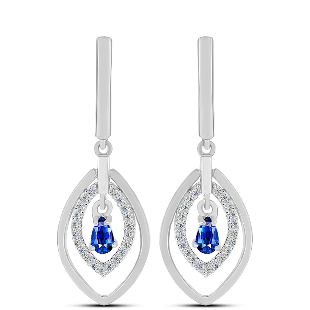 Brincos de Prata com Safira Azul Australiana e Topázio Branco