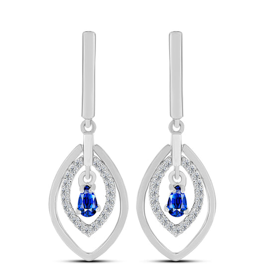 Brincos de Prata com Safira Azul Australiana e Topázio Branco