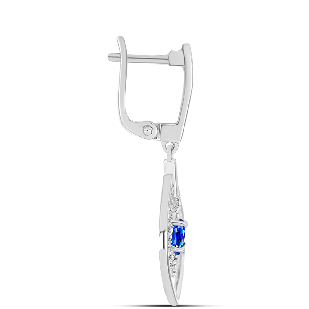 Brincos de Prata com Safira Azul Australiana e Topázio Branco 2 
