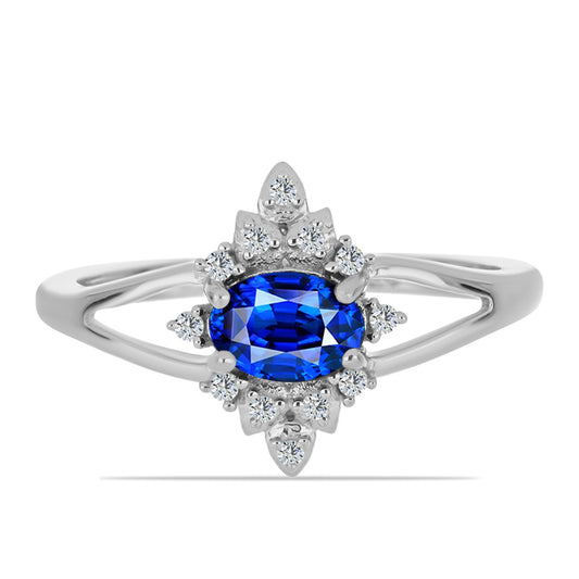 Anel de Prata com Safira Azul Australiana e Topázio Branco