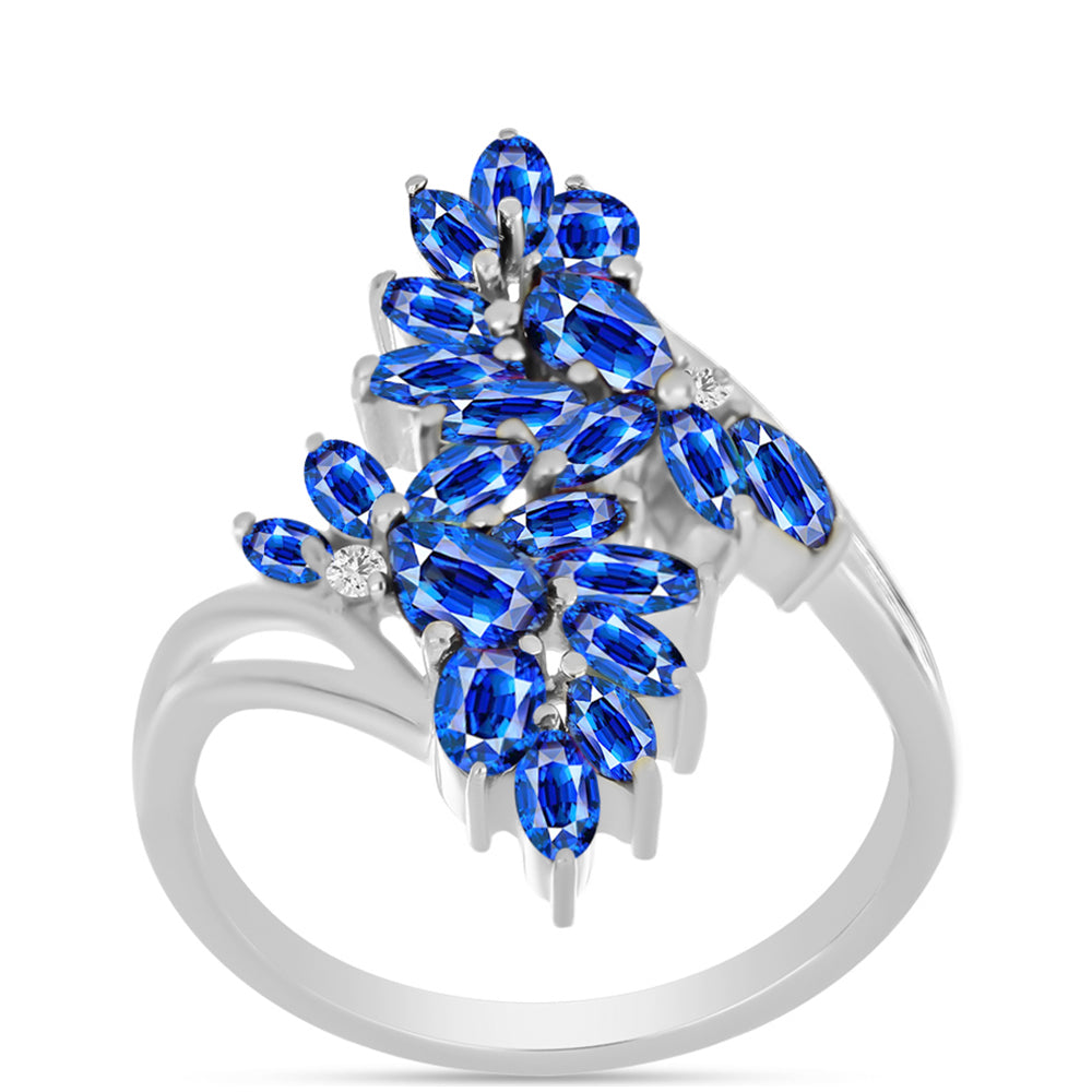 Anel de Prata com Safira Azul Australiana e Topázio Branco  Contraste: Cabeca de Veado (800) 3 