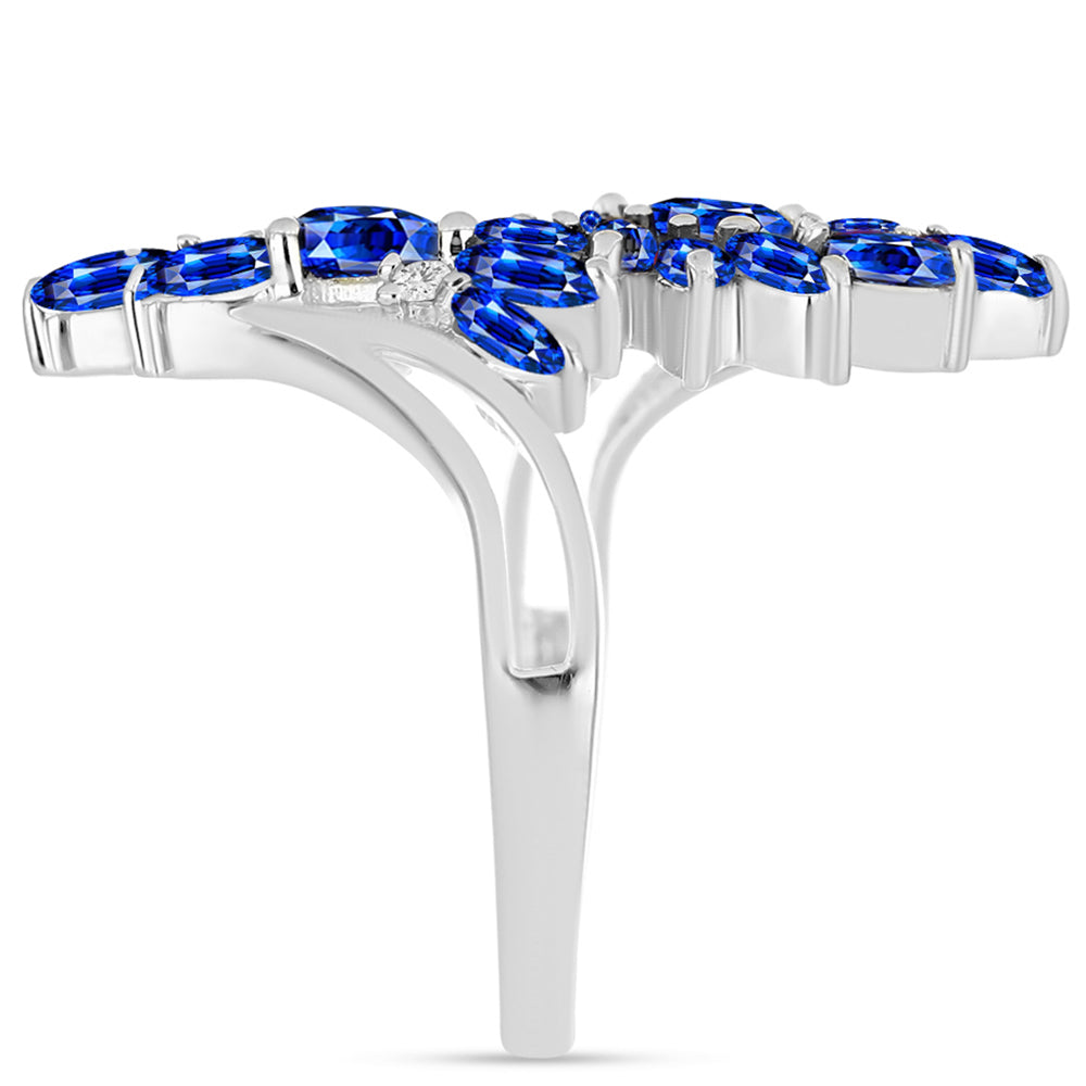 Anel de Prata com Safira Azul Australiana e Topázio Branco  Contraste: Cabeca de Veado (800)
