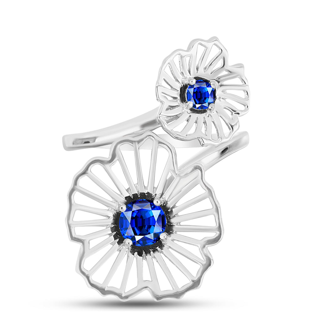 Anel de Prata com Safira Azul Australiana  Contraste: Cabeca de Veado (800) 1 
