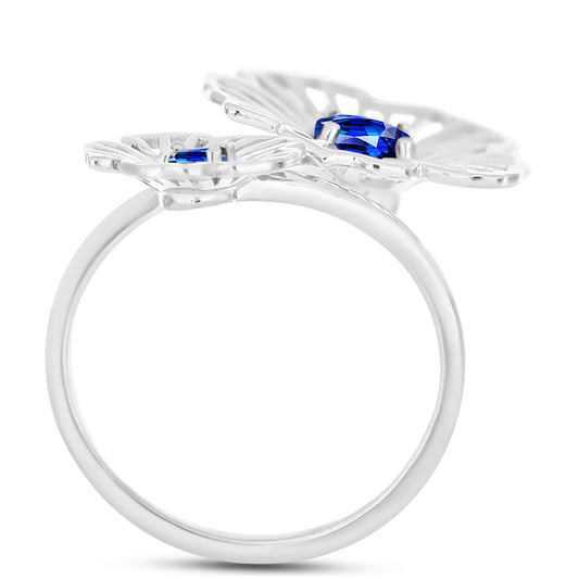 Anel de Prata com Safira Azul Australiana  Contraste: Cabeca de Veado (800)