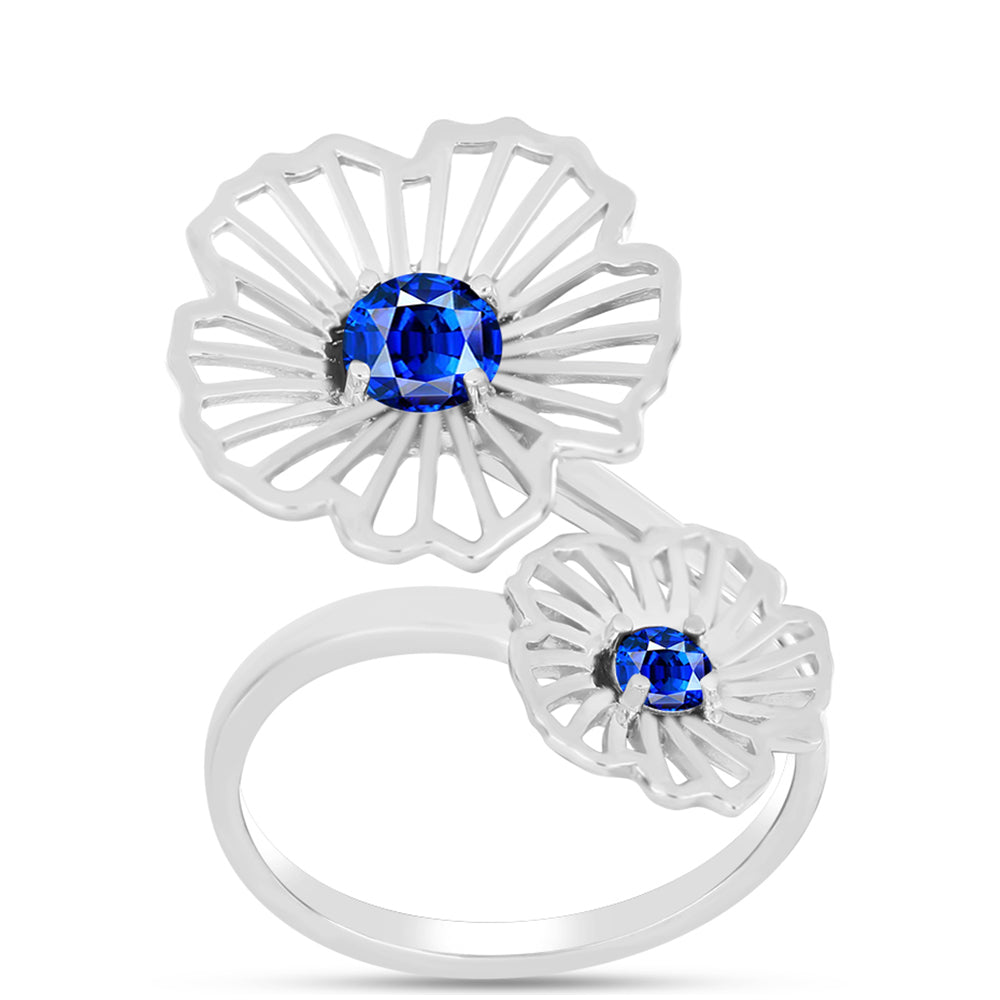 Anel de Prata com Safira Azul Australiana  Contraste: Cabeca de Veado (800)