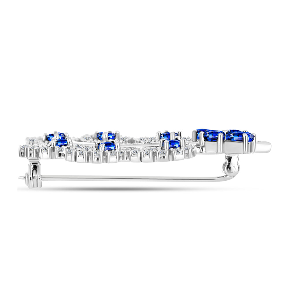 Alfinete de Prata com Safira Azul Australiana e Topázio Branco  Contraste: Cabeca de Veado (800) 2 