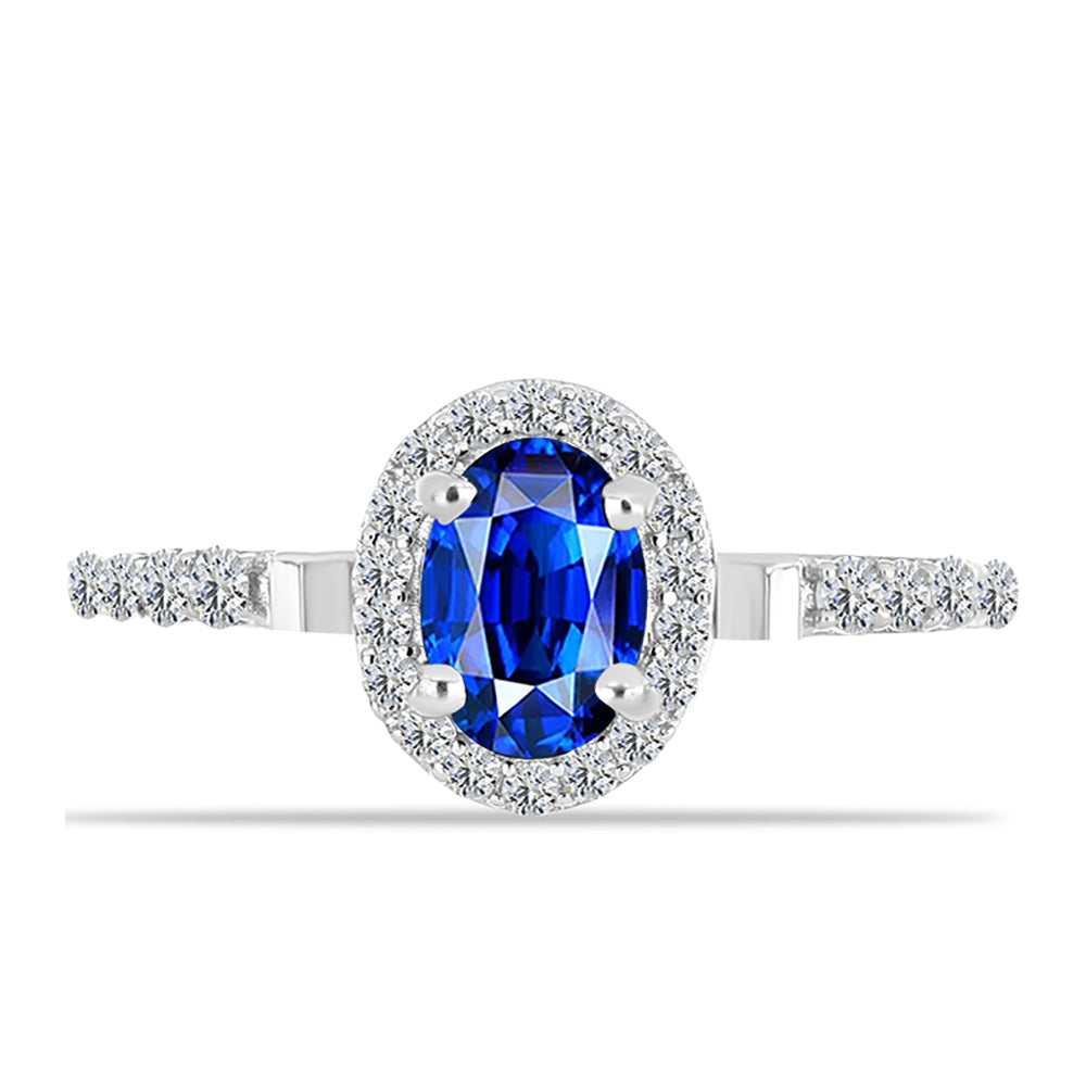Anel de Prata com Safira Azul Australiana e Topázio Branco 1 
