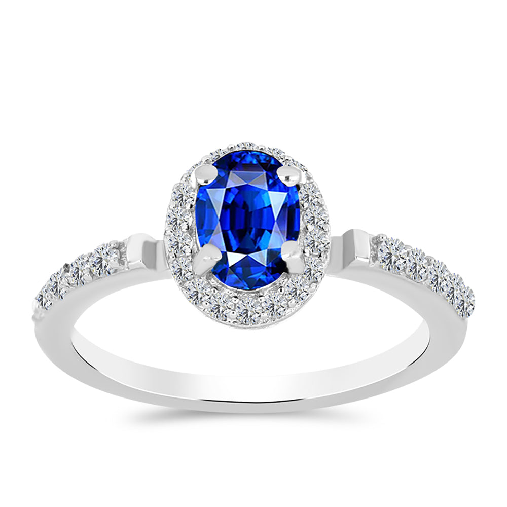 Anel de Prata com Safira Azul Australiana e Topázio Branco