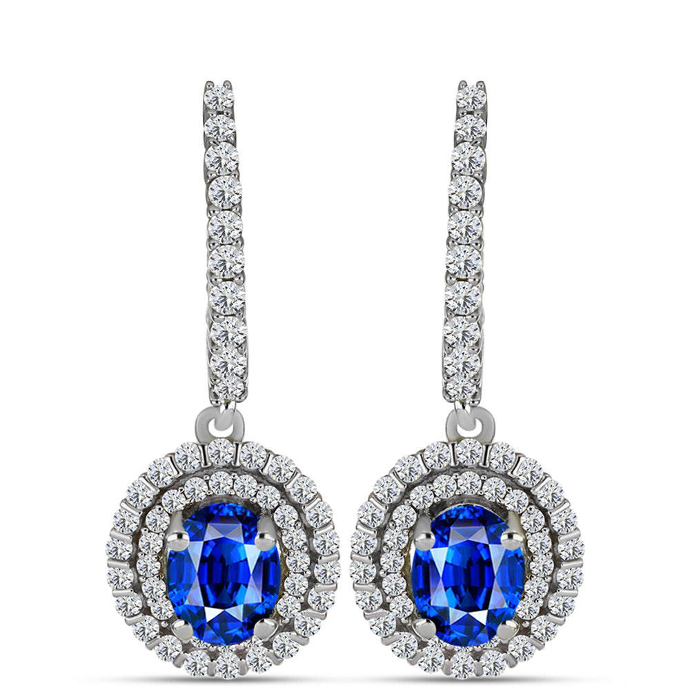 Brincos de Prata com Safira Azul Australiana e Topázio Branco 1 