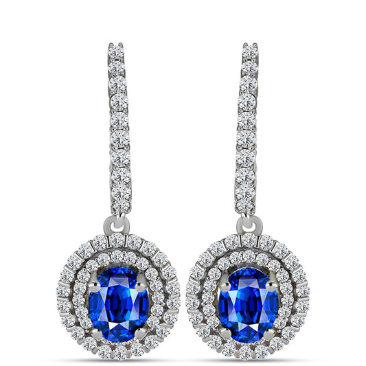 Brincos de Prata com Safira Azul Australiana e Topázio Branco