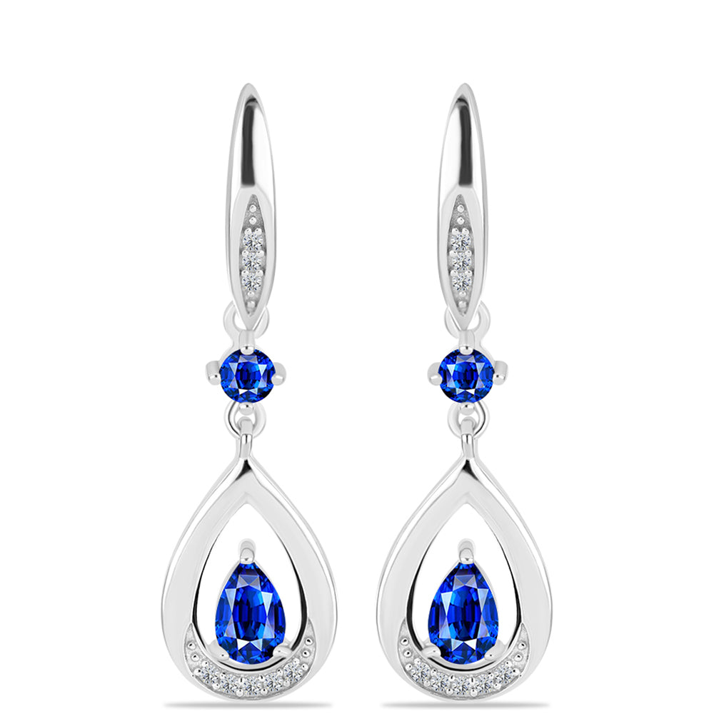 Brincos de Prata com Safira Azul Australiana e Topázio Branco