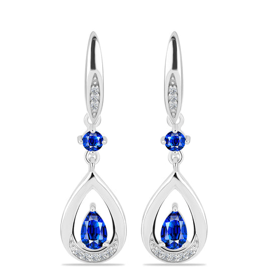 Brincos de Prata com Safira Azul Australiana e Topázio Branco