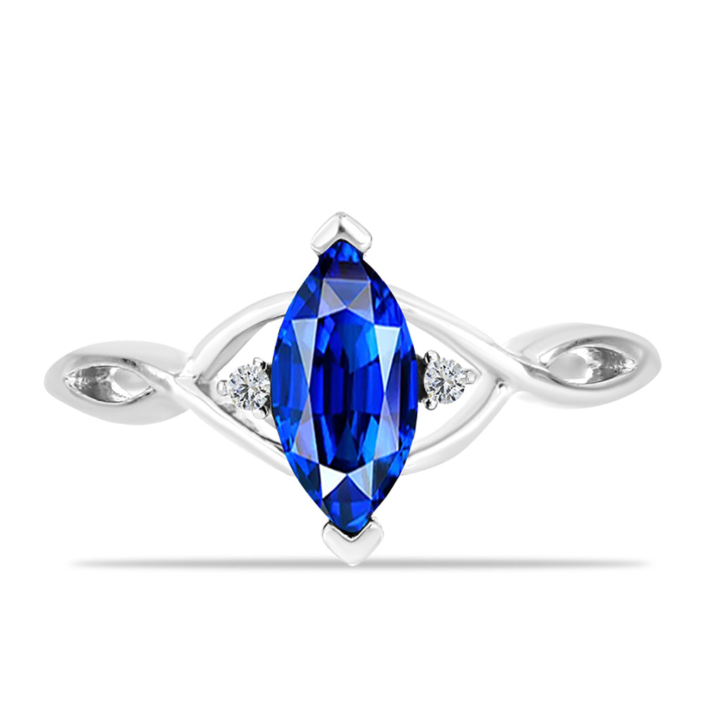 Anel de Prata com Safira Azul Australiana e Topázio Branco