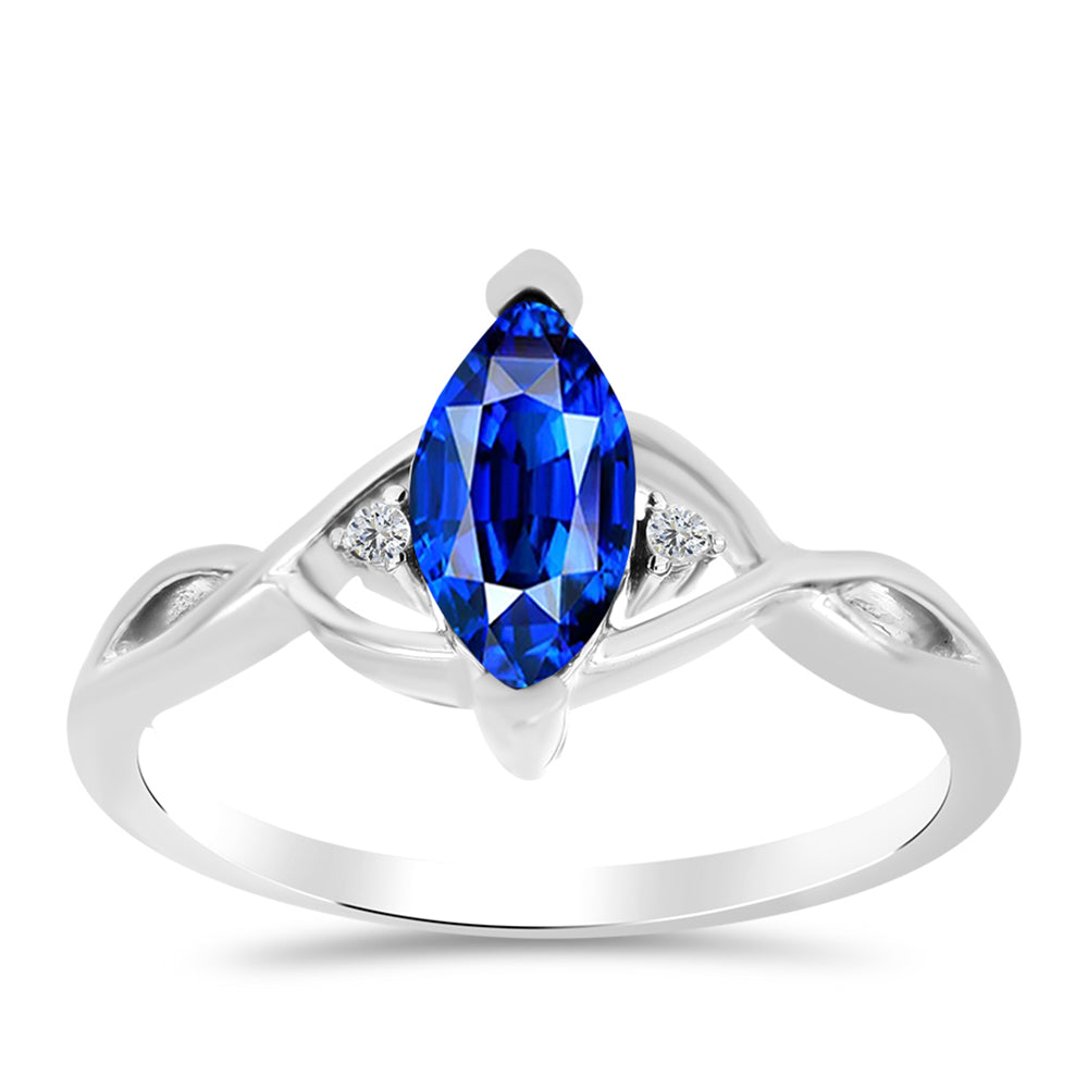 Anel de Prata com Safira Azul Australiana e Topázio Branco 3 