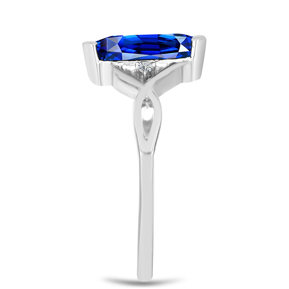 Anel de Prata com Safira Azul Australiana e Topázio Branco 4 