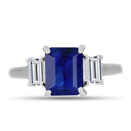 Anel de Prata com Safira Azul Australiana e Topázio Branco