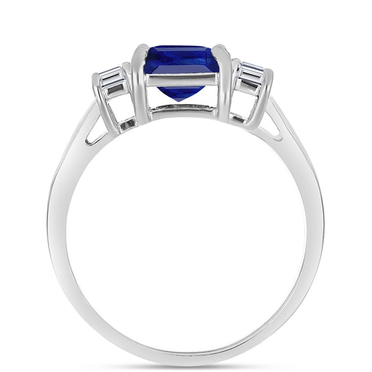 Anel de Prata com Safira Azul Australiana e Topázio Branco