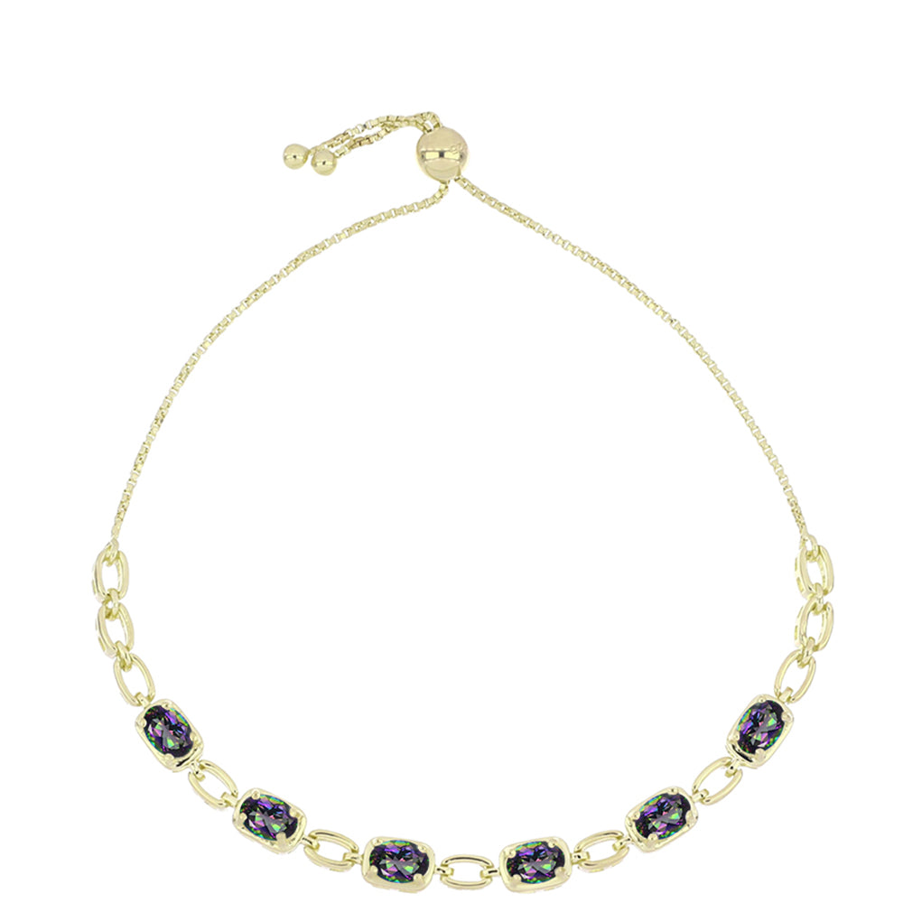 Pulseira de Prata com Banho de Ouro com Topázio Místico  Contraste: Cabeca de Veado (800) 1 