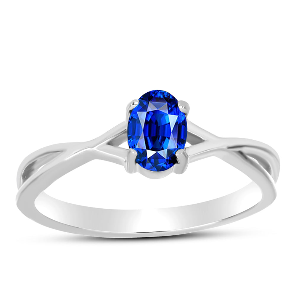 Anel de Prata com Safira Azul Australiana 3 