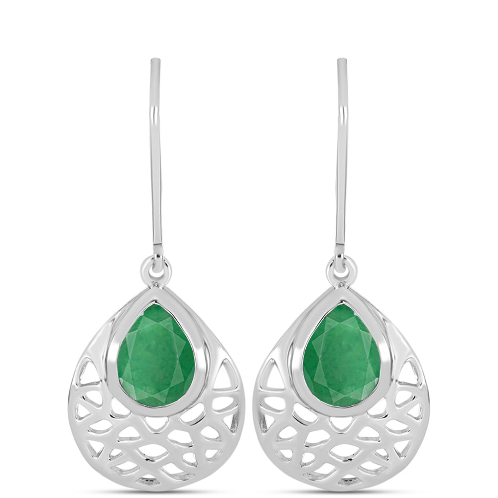 Brincos de Prata com Esmeralda do Brasil