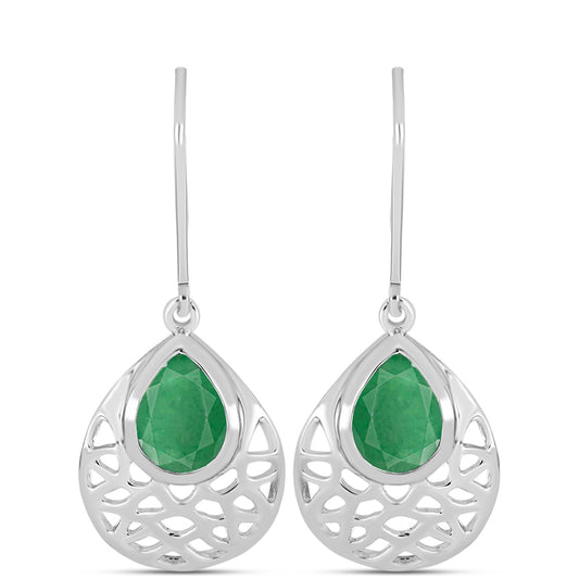 Brincos de Prata com Esmeralda do Brasil