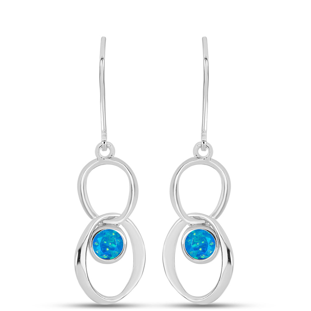 Brincos de Prata com Opala Azul Paraíso da Etiópia 1 