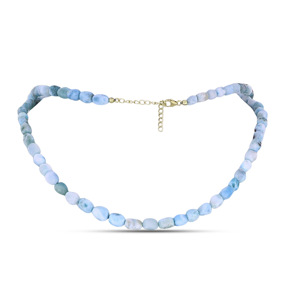 Colar de Prata com Banho de Ouro com Larimar de Barahona