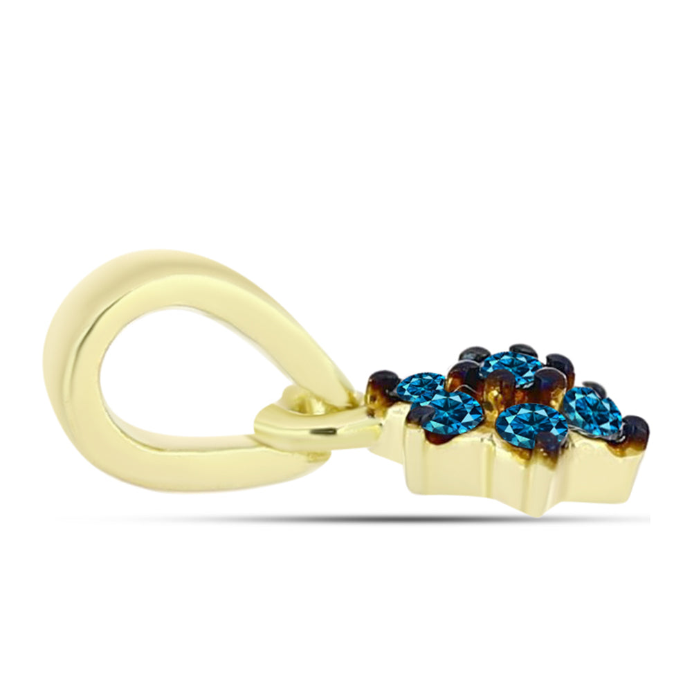 Pendente de Prata com Banho de Ouro com Diamante Azul