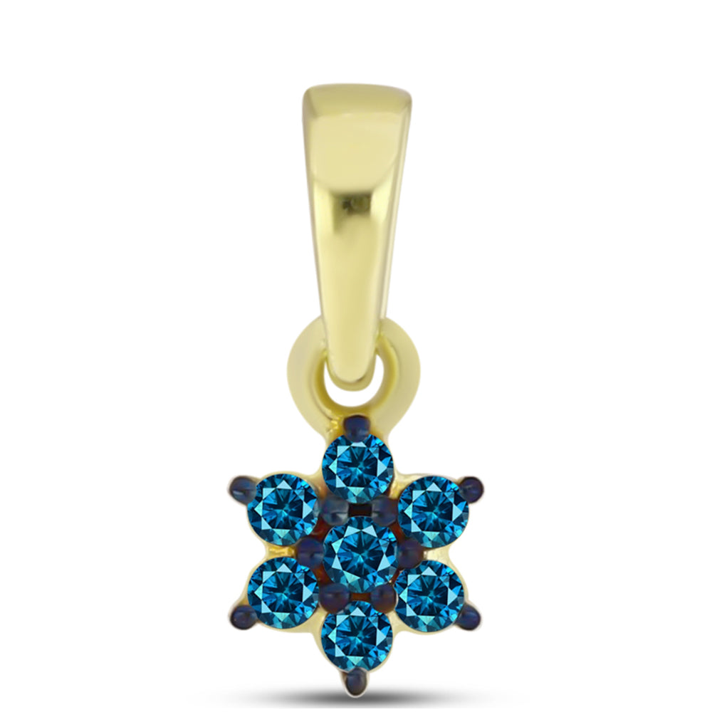 Pendente de Prata com Banho de Ouro com Diamante Azul