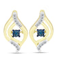 Brincos de Prata com Banho de Ouro com Diamante Azul e Topázio Branco