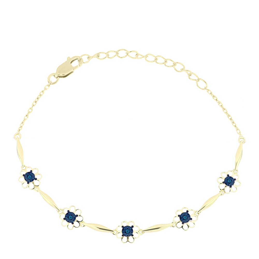 Pulseira de Prata com Banho de Ouro com Diamante Azul  Contraste: Cabeca de Veado (800) 1 