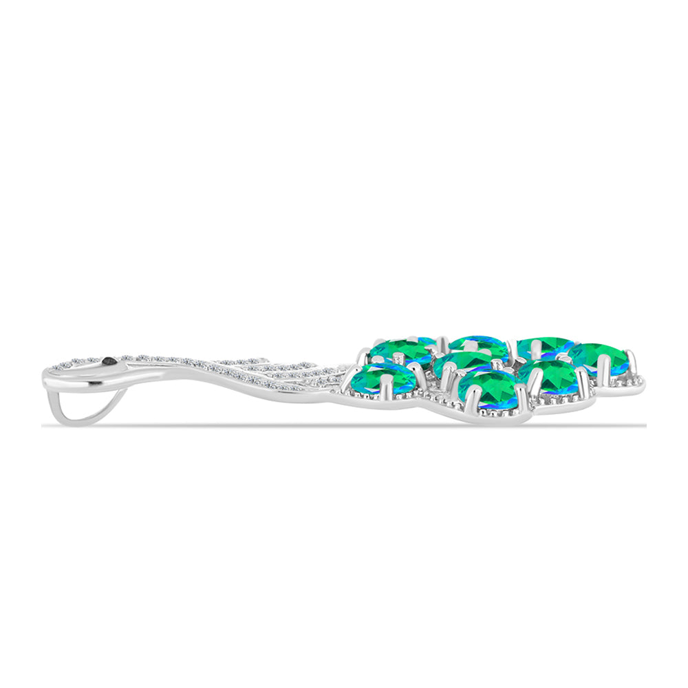 Pendente de Prata com Quartzo Pavão e Topázio Branco  Contraste: Cabeca de Veado (800) 2 