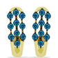 Brincos de Prata com Banho de Ouro com Diamante Azul