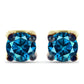 Brincos de Prata com Banho de Ouro com Diamante Azul