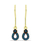 Brincos de Prata com Banho de Ouro com Diamante Azul