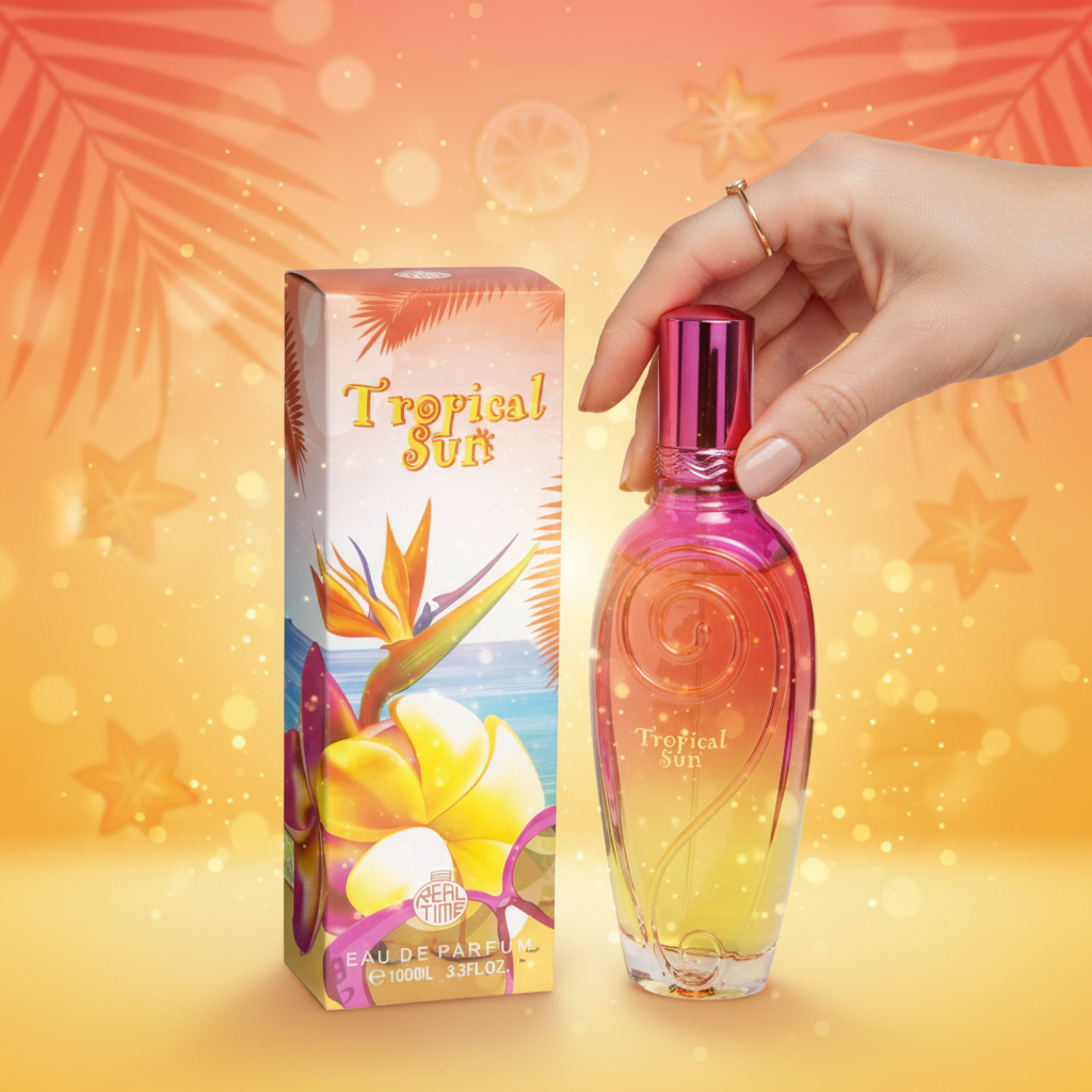 100 ml Eau de Parfum "TROPICAL SUN" Fragrância Frutada Almiscarada para Mulheres, com alto teor de óleo perfumado 3%