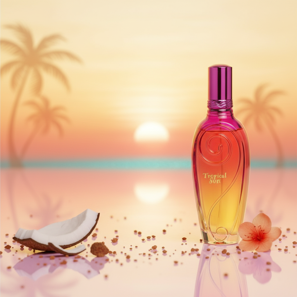 100 ml Eau de Parfum "TROPICAL SUN" Fragrância Frutada Almiscarada para Mulheres, com alto teor de óleo perfumado 3%