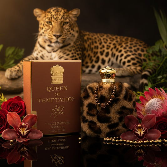 100 ml EDP QUEEN OF TEMPTATION - FATALE, fragrância de âmbar para mulher