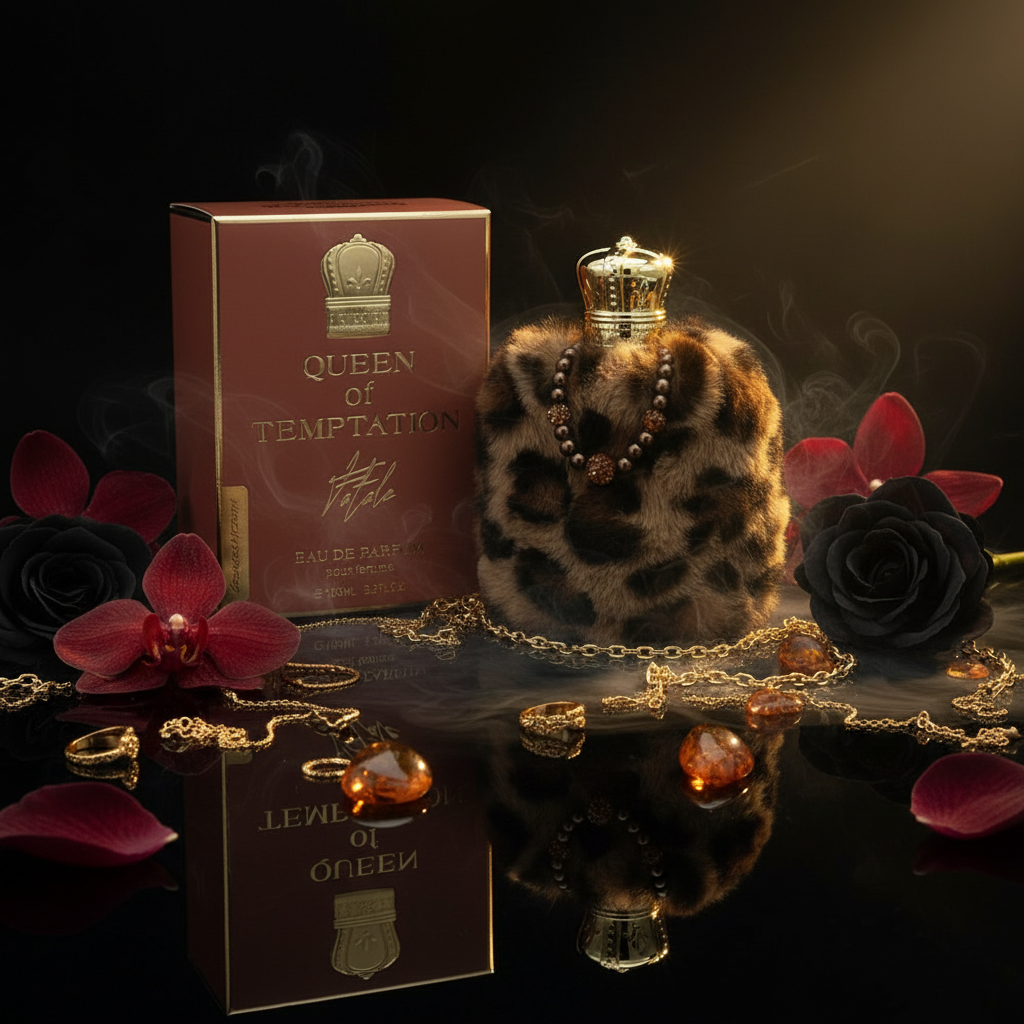 100 ml EDP QUEEN OF TEMPTATION - FATALE, fragrância de âmbar para mulher