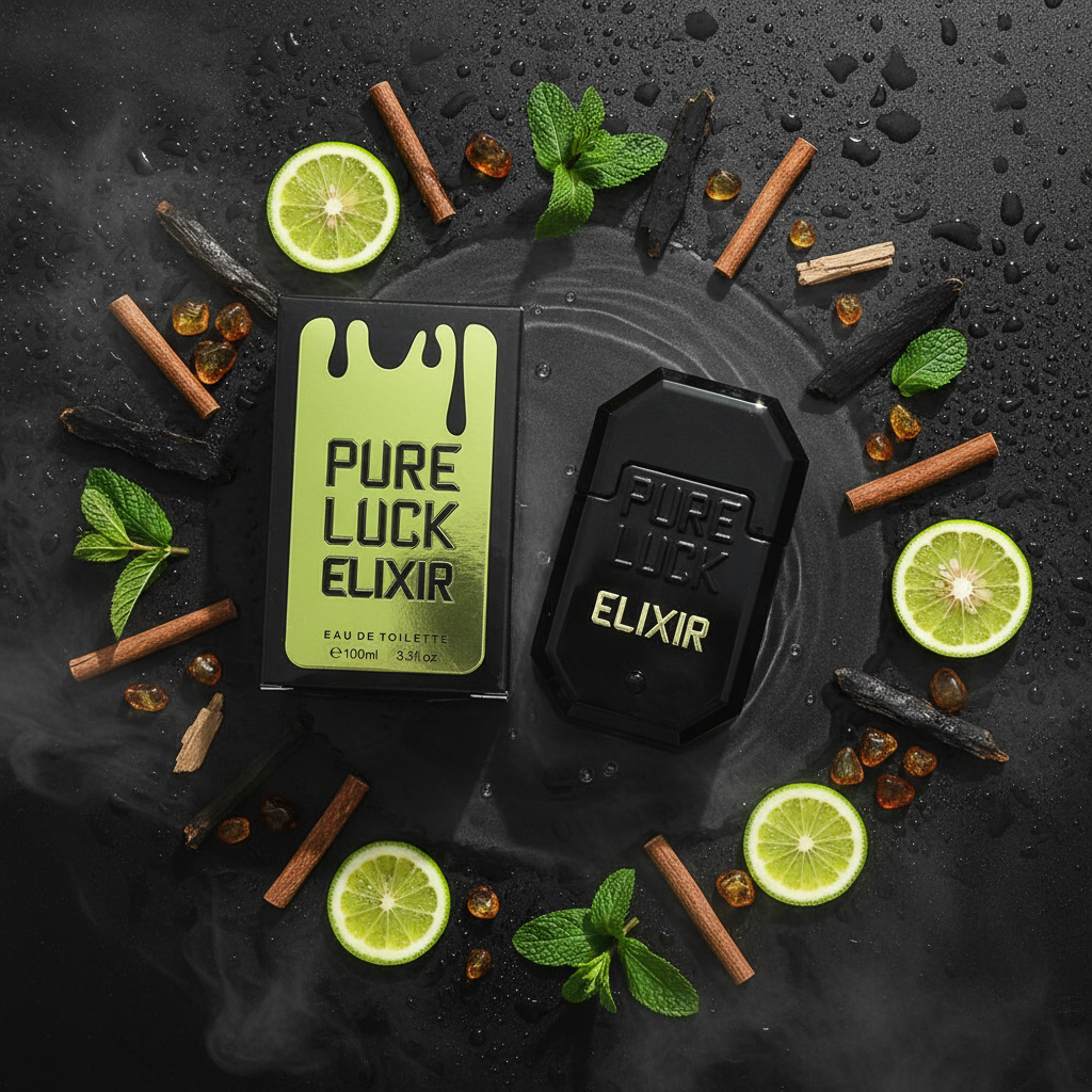 Linn Young EDT 100 ml "Pure Luck Elixir" – fragrância amadeirada e aromática