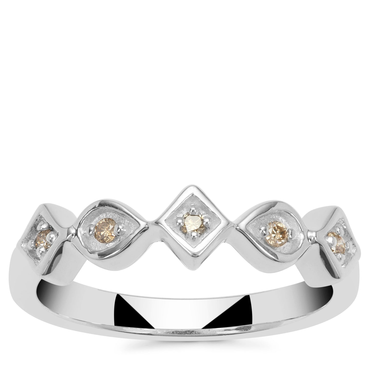 Anel de Prata com Diamante Champanhe  Contraste: Cabeca de Veado (800)