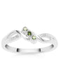 Anel de Prata com Diamante Verde e Diamante Branco