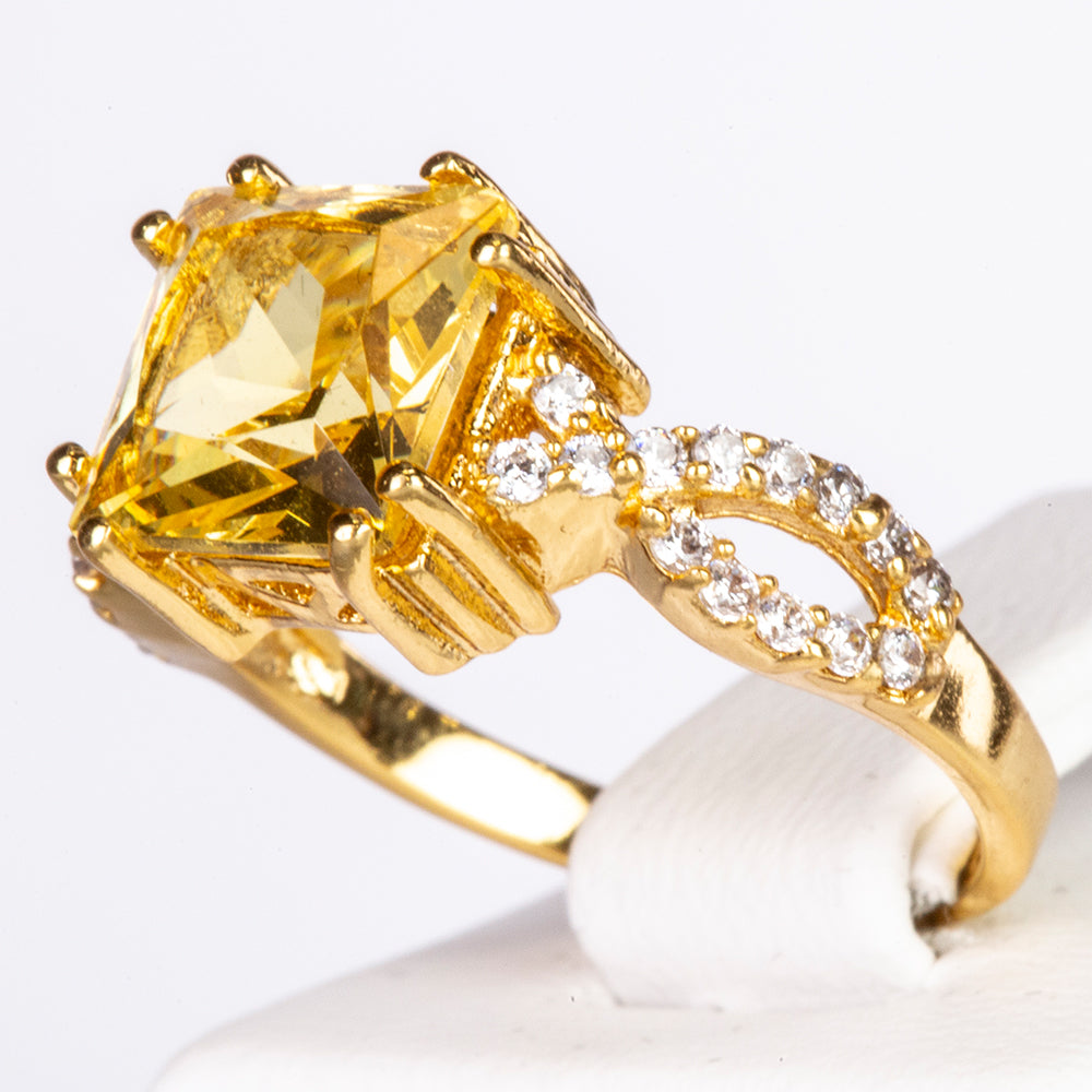 Anel de Liga de Ouro com Cristal Emporia® Amarelo